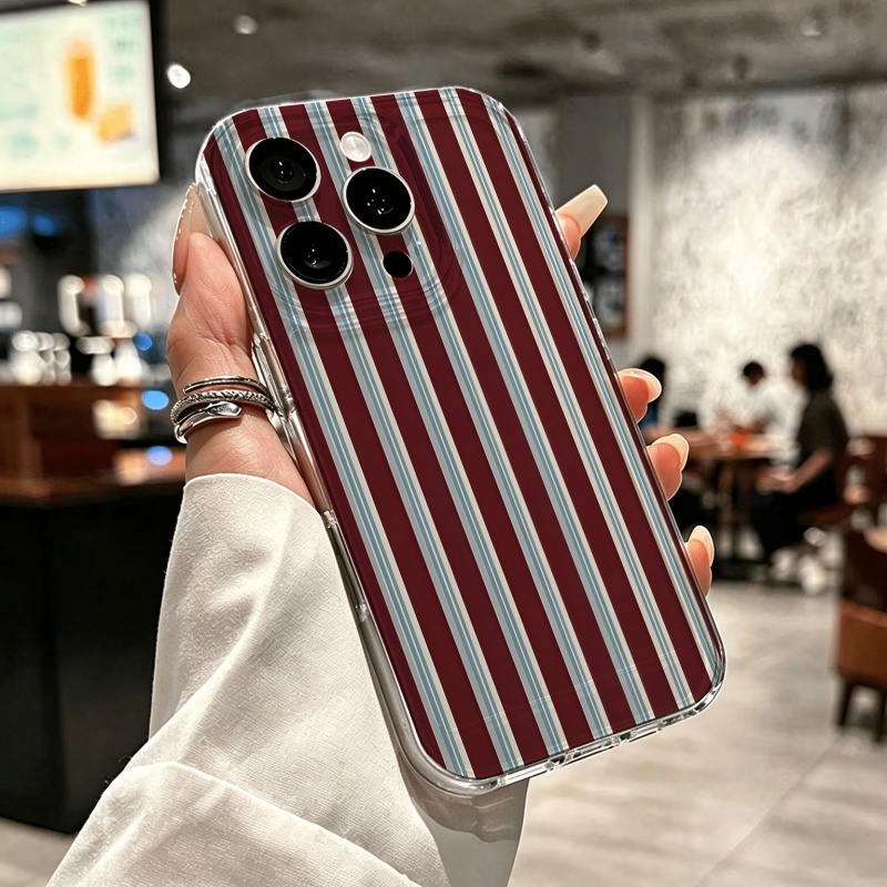 Burgundy Blue Striped Pattern  - đánh giá và giá Apple Iphone 15 Pro Max